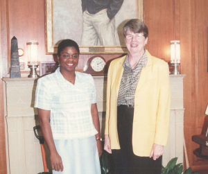 Hooks Institute Executive Director, Daphene R. McFerren (Left) and Former United States Attorney General Janet Reno (right). Aug. 18, 2000. Photo credit: Jack Lacy