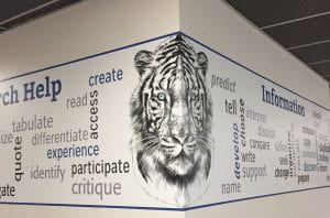 graphic with a tiger and informational wordart